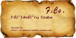 Földváry Csaba névjegykártya